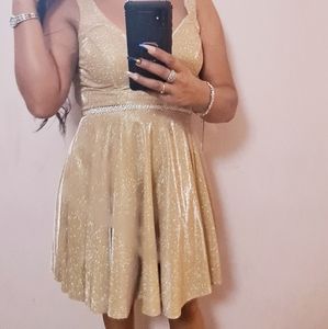 EVA USA Champagne Short Cocktail Homecoming Sparkly Dress size M